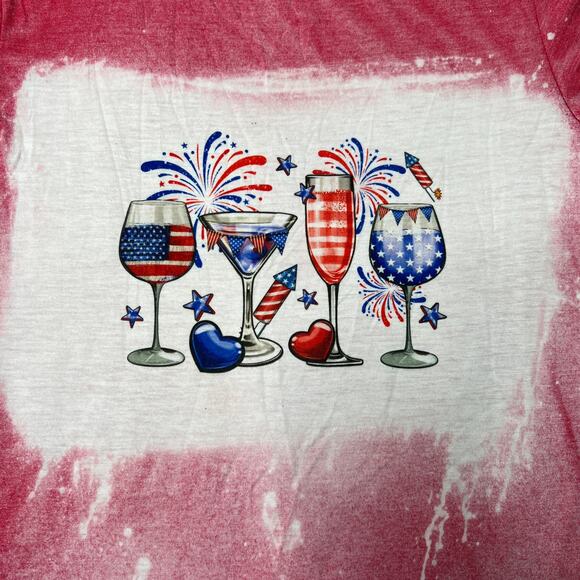 Americana Red Bleached Wine Tee Small - Picture 1 of 7